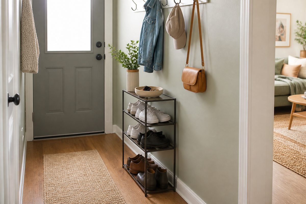 Renter-Friendly Storage Ideas for a Narrow Entryway inline-action