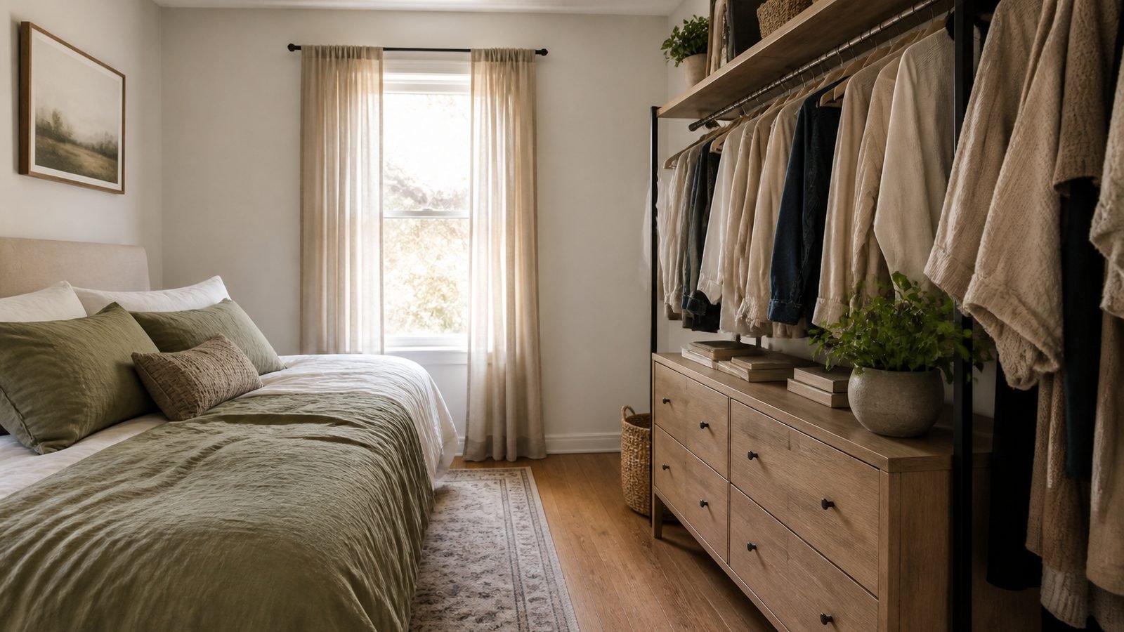 How to Store Clothes in a Small Bedroom With No Closet featured image